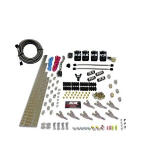 NITROUS EXPRESS Vortech Nozzle System (200-500HP) Gas W/ Dist. Block & 4 Solenoids Less Bottle