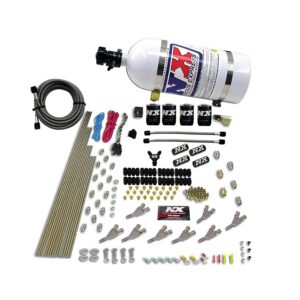 NITROUS EXPRESS Std Nozzle System (200-500HP) Gas W/ Dist. Block & 4 Solenoids With 10lb Bottle
