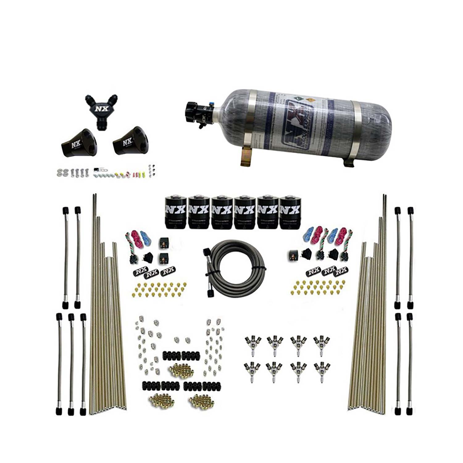 NITROUS EXPRESS 8-Cyl Triple-D Dry Direct Port, 3 Stage Dry, 6 Solenoids W/ 12lb Bottle