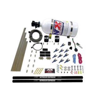 NITROUS EXPRESS 10-Cyl Piranha Nozzle Direct Port System W/ 10lb Bottle (250-500HP)