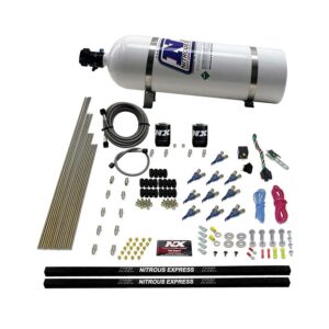 NITROUS EXPRESS 10-Cyl Piranha Nozzle Direct Port System W/ 15lb Bottle (250-500HP)