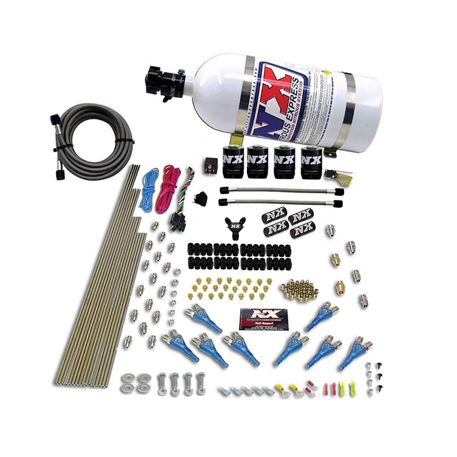 NITROUS EXPRESS 8 Cyl Shark Direct Port, 4 Solenoids, With 10lb Bottle (200-600HP Jetting)