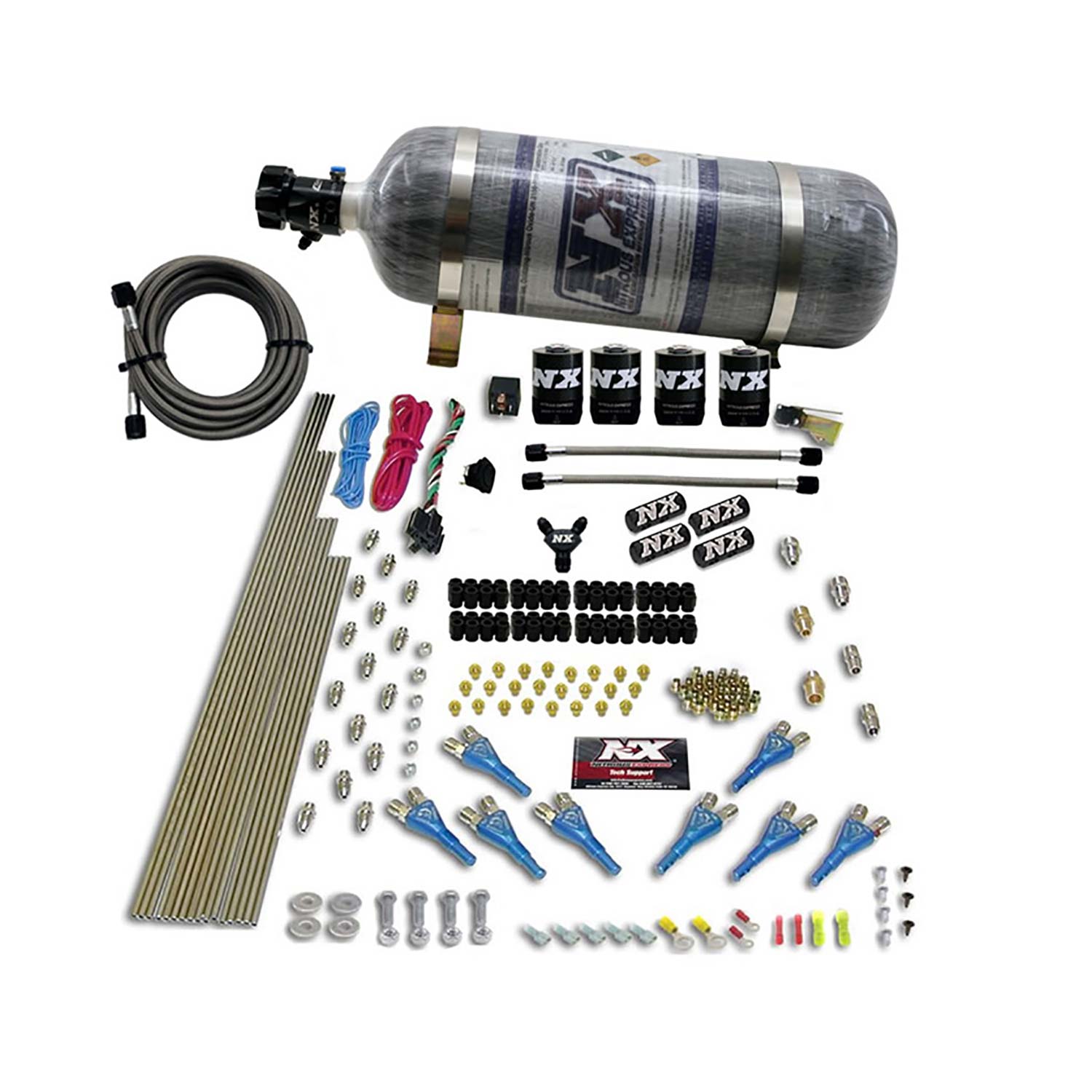 NITROUS EXPRESS 8 Cyl Shark Direct Port, 4 Solenoids, With Composite Bottle (200-600HP Jetting)