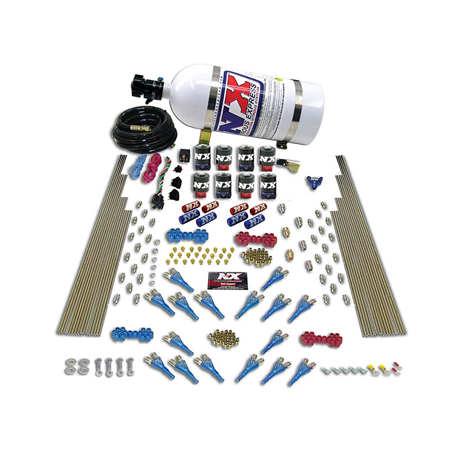 NITROUS EXPRESS Shark Dual Stg /Gas 16 Nzls (200-1200HP) 8 Solenoids With Composite Bottle