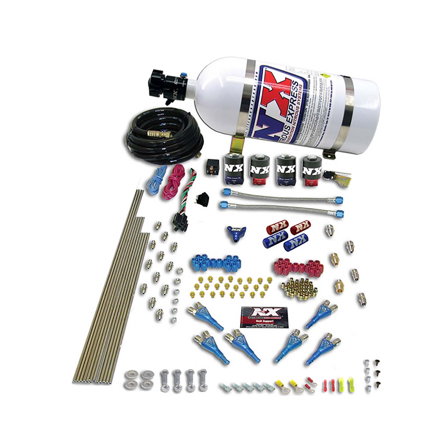 NITROUS EXPRESS Pro-Shk/Alc (250-350-450-550-650HP) 4 Solenoids With 15lb Bottle