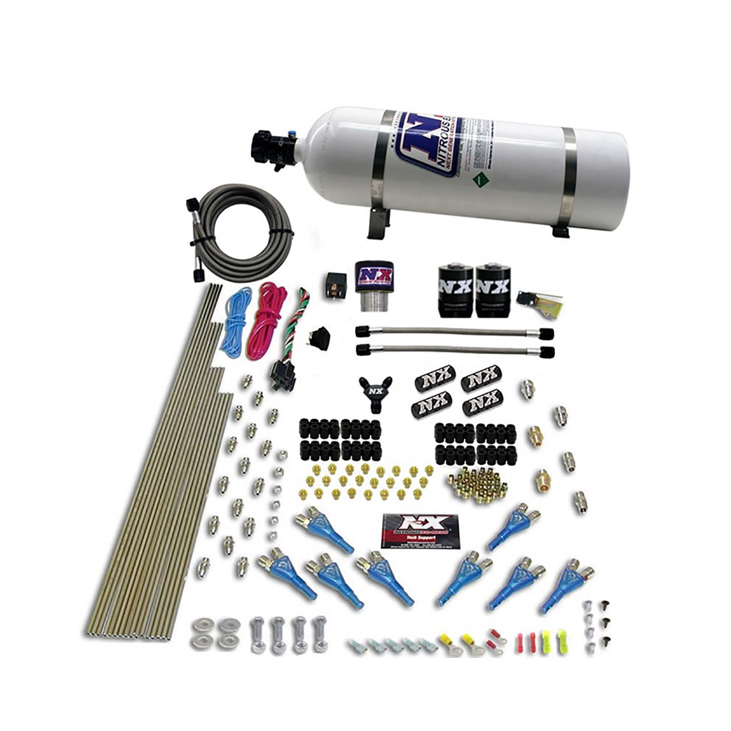 NITROUS EXPRESS Pro-Shk/Gas (200,300,400,500,600HP) 2 Fuel, 1 Supershark Solenoid W/ 15lb Bottle