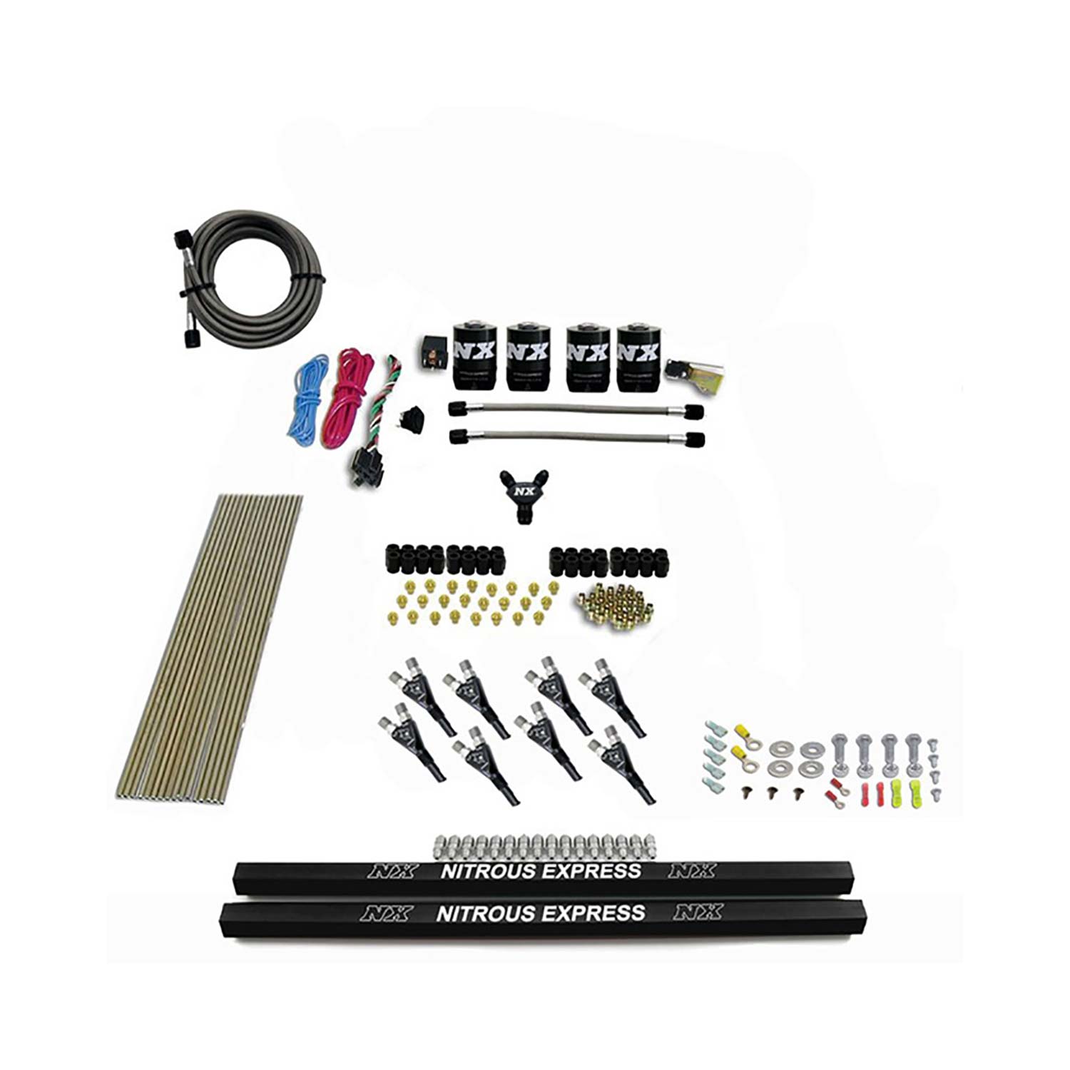 NITROUS EXPRESS Pro-Shk/Gas (200,300,400,500,600HP) 4 Solenoids With Rails Less Bottle