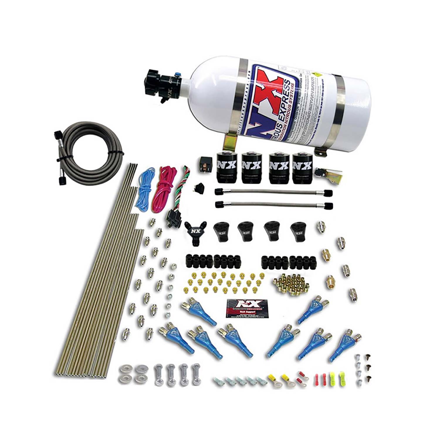 NITROUS EXPRESS Pro-Shk/Gas (200,300,400,500,600HP) 4 Solenoids With 10lb Bottle
