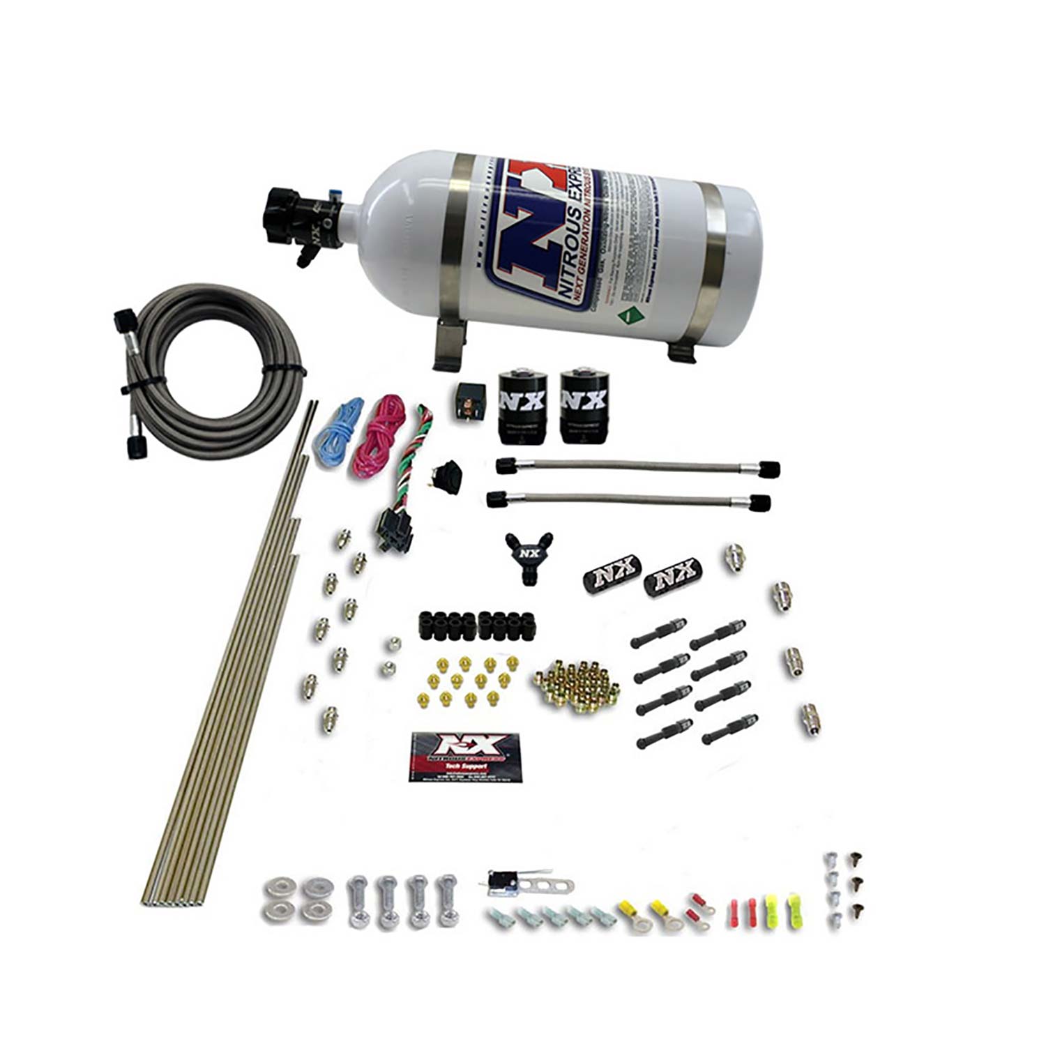 NITROUS EXPRESS 8 Cyl Dry Direct Port, 2 Solenoids, With 10lb Bottle (200-600HP Jetting)