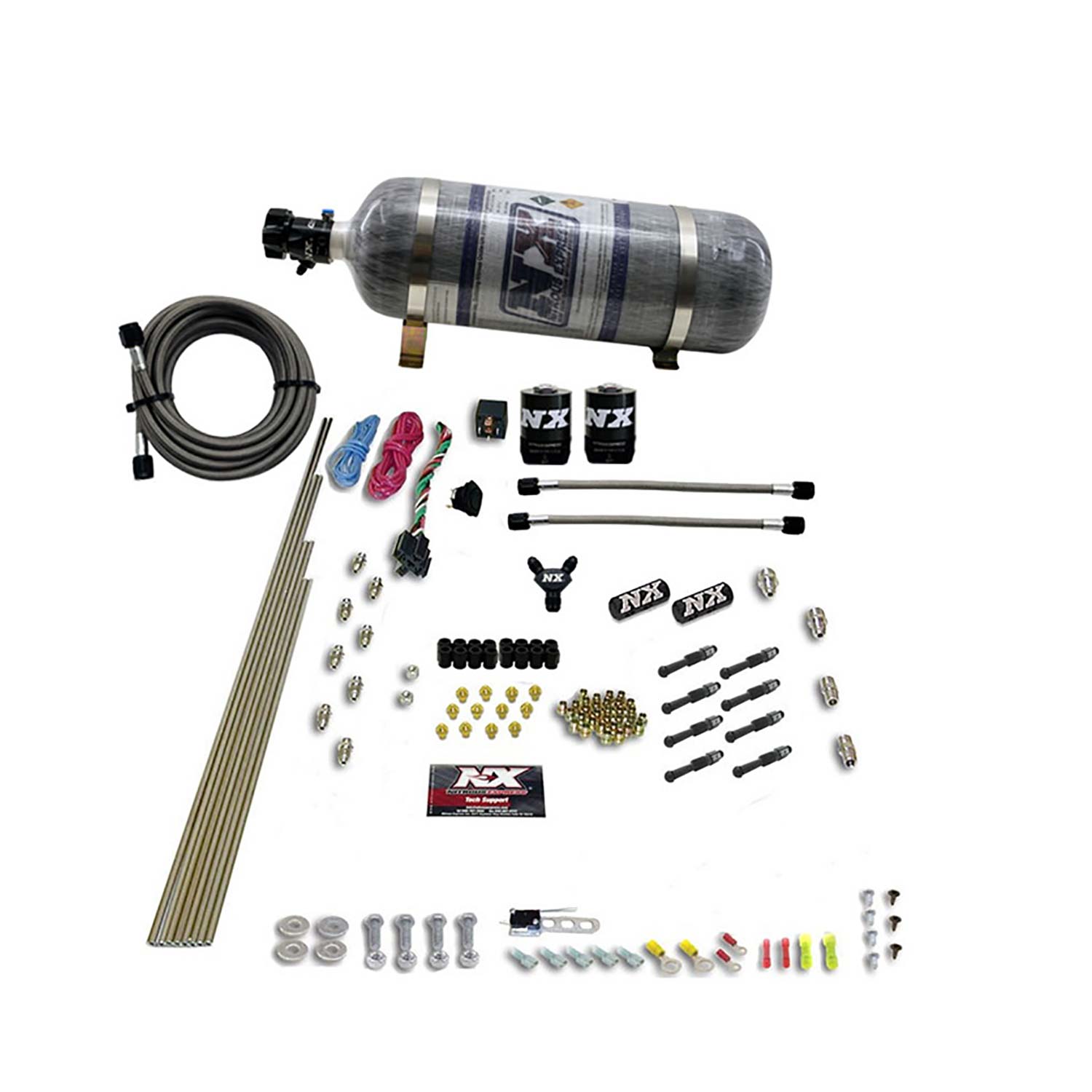 NITROUS EXPRESS 8 Cyl Dry Direct Port, 2 Solenoids, W/ Composite Bottle (200-600HP Jetting)