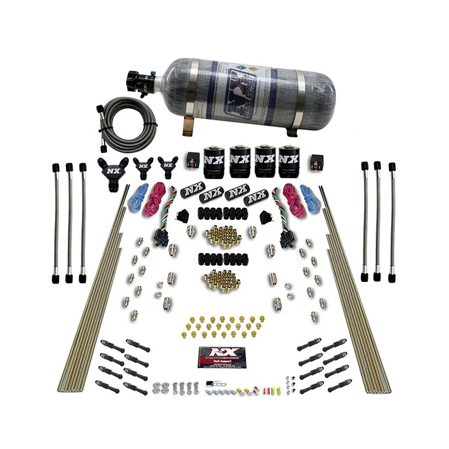 NITROUS EXPRESS 8 Cyl Dry Direct Port, Dual Stage, 4 Solenoids, W/ Composite Bottle (200-600HP)