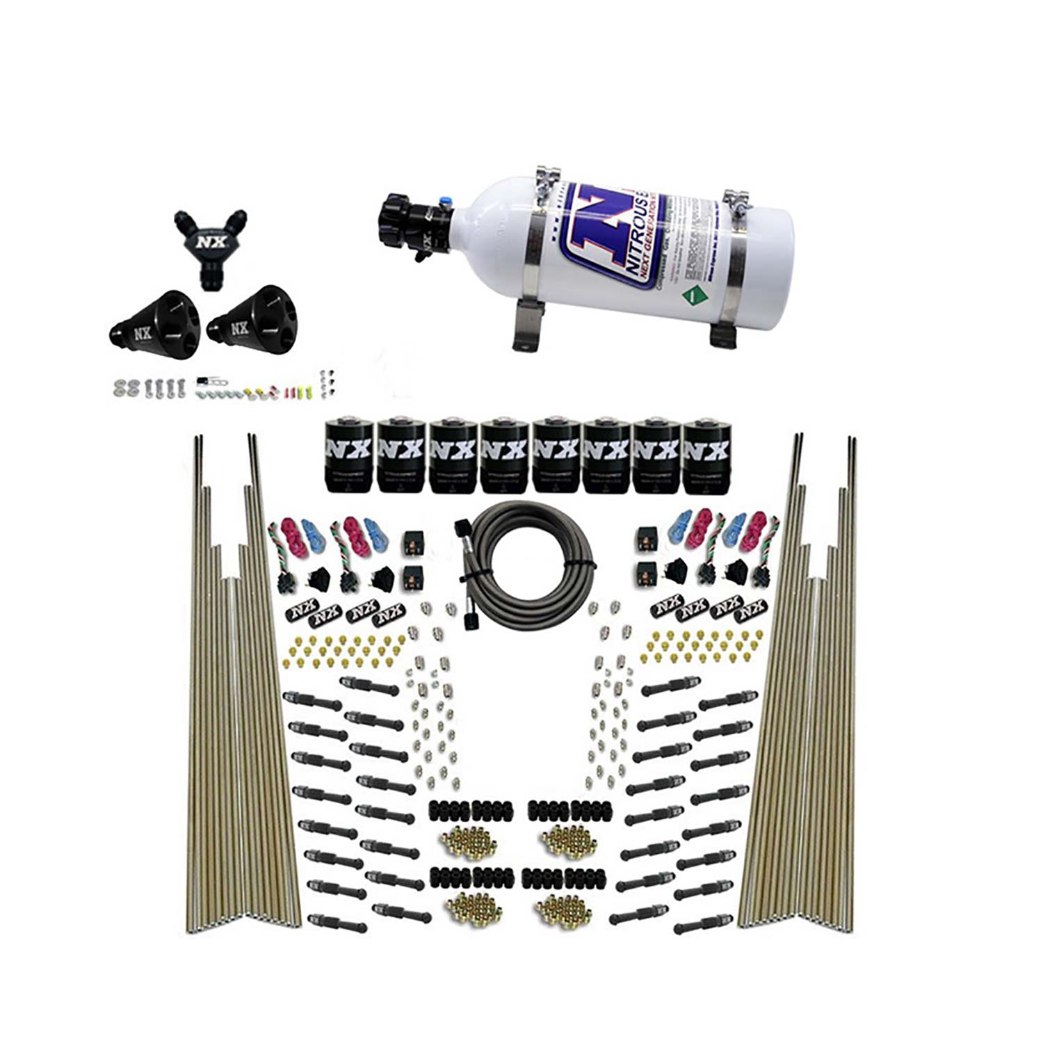 NITROUS EXPRESS 8 Cyl Dry Direct Port, Four Stage, 8 Solenoids, With 5lb Bottle (200-600HP)