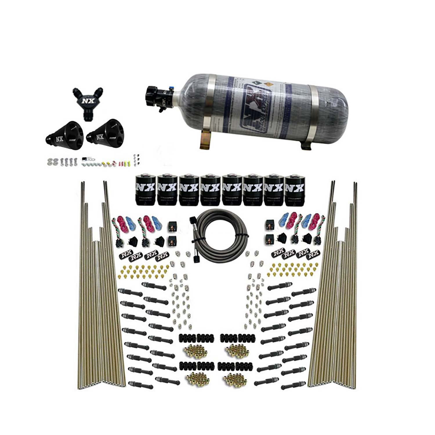 NITROUS EXPRESS 8 Cyl Dry Direct Port, Four Stage, 8 Solenoids, W/ Composite Bottle (200-600HP)