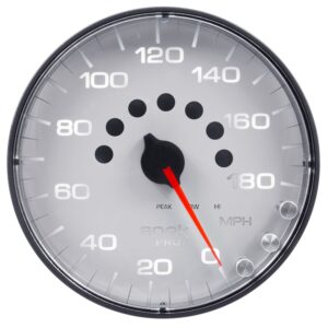 AUTOMETER Speedometer Gauge 5", 180MPH, Elec. Programmable, White/Black, Spek-Pro