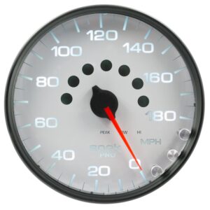 AUTOMETER Speedometer Gauge 5", 180MPH, Elec. Programmable, White/Black, Spek-Pro