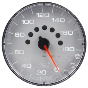 AUTOMETER Speedometer Gauge 5", 180MPH, Elec. Programmable, Silver/Chrome, Spek-Pro