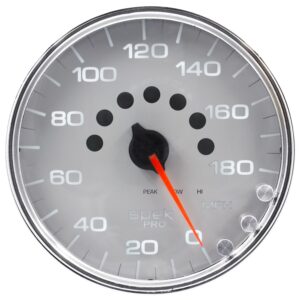 AUTOMETER Speedometer Gauge 5", 180MPH, Elec. Programmable, Silver/Chrome, Spek-Pro
