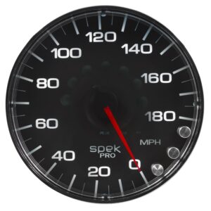 AUTOMETER Speedometer Gauge 5", 180MPH, Elec. Programmable, Black/Chrome, Spek-Pro