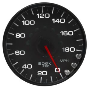 AUTOMETER Speedometer Gauge 5", 180MPH, Elec. Programmable, Black/Black, Spek-Pro