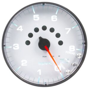 AUTOMETER Tachometer Gauge 5", 8K RPM, W/Shift Light & Peak Mem, White/Black, Spek-Pro