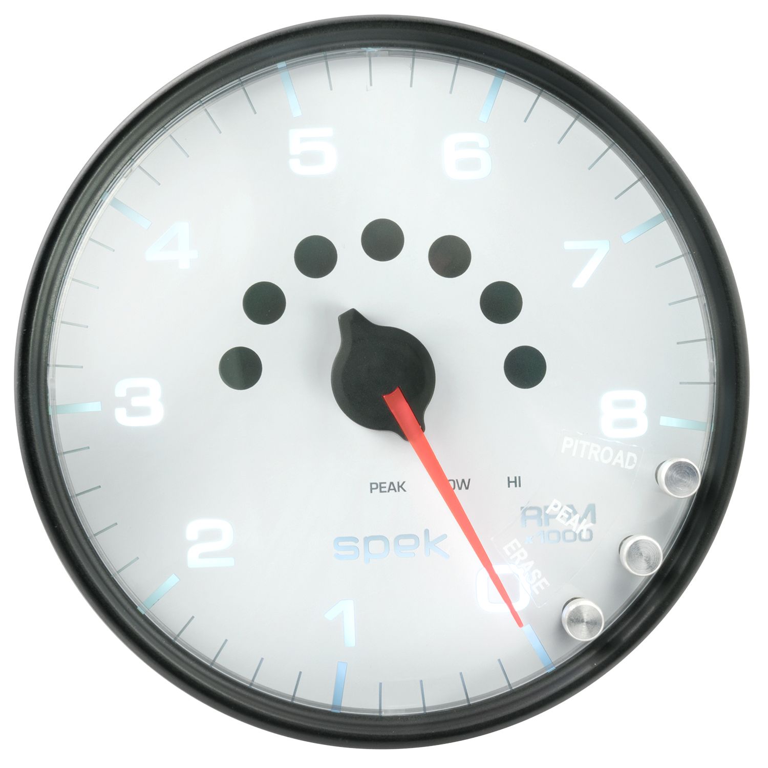 AUTOMETER Tachometer Gauge 5", 8K RPM, W/Shift Light & Peak Mem, White/Black, Spek-Pro