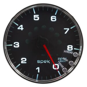 AUTOMETER Tachometer Gauge 5", 8K RPM, W/Shift Light & Peak Mem, Black/Chrome, Spek-Pro