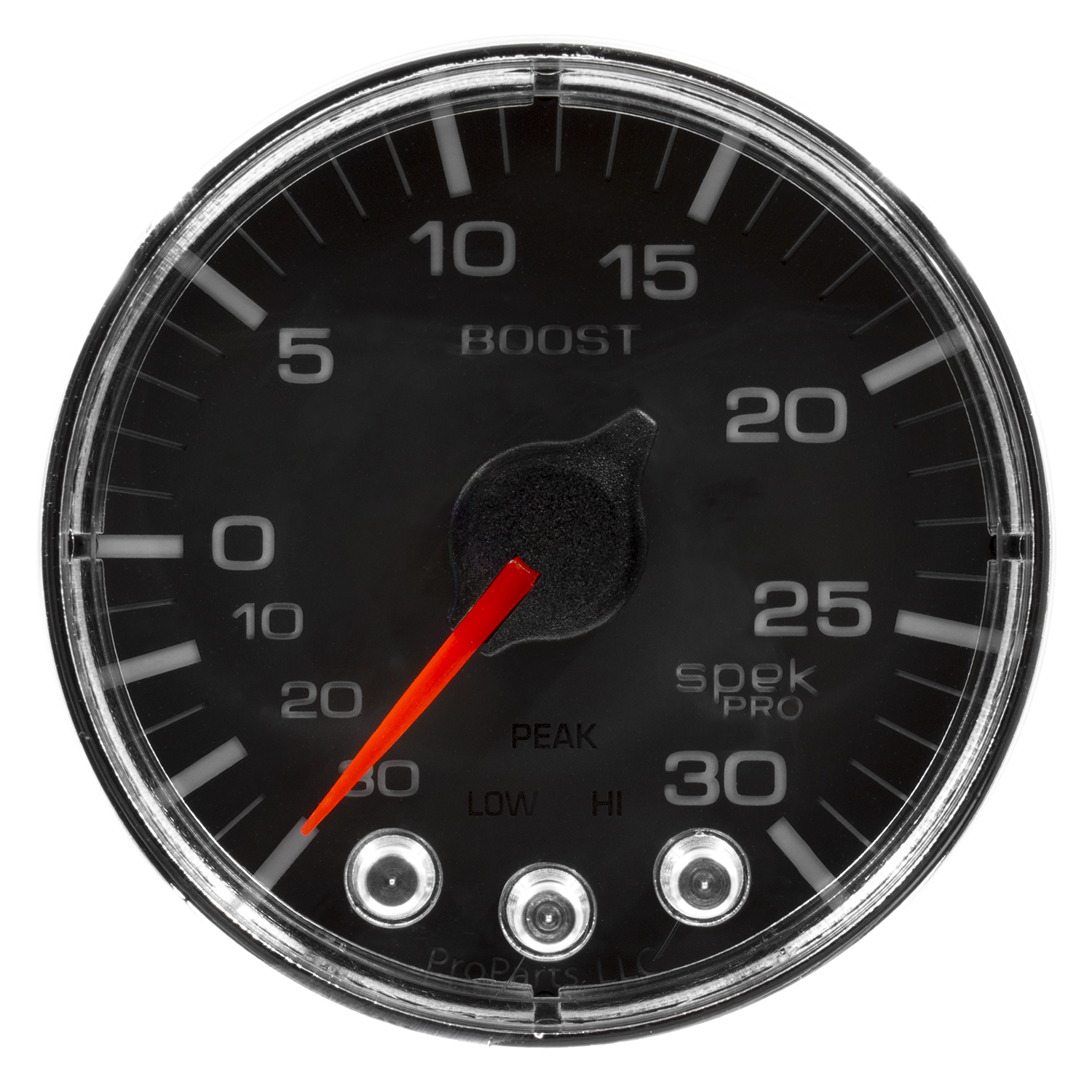 AUTOMETER Vacuum/Boost Gauge 2 1/16", 30Inhg-30PSI, Stepper Mtr W/Pk & Wrn, Black/Chrome, Spek - Image 2