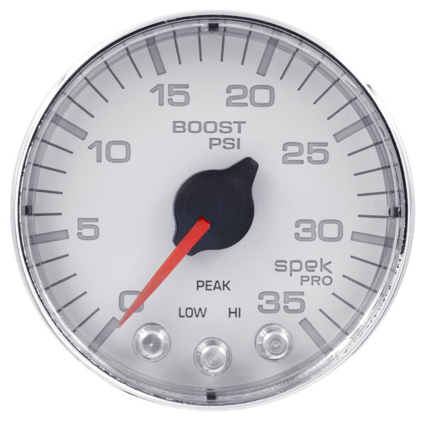 AUTOMETER Boost Gauge 2 1/16", 35PSI, Stepper Motor W/Peak & Warn, Wht/Chrome, Spek-Pro - Image 2
