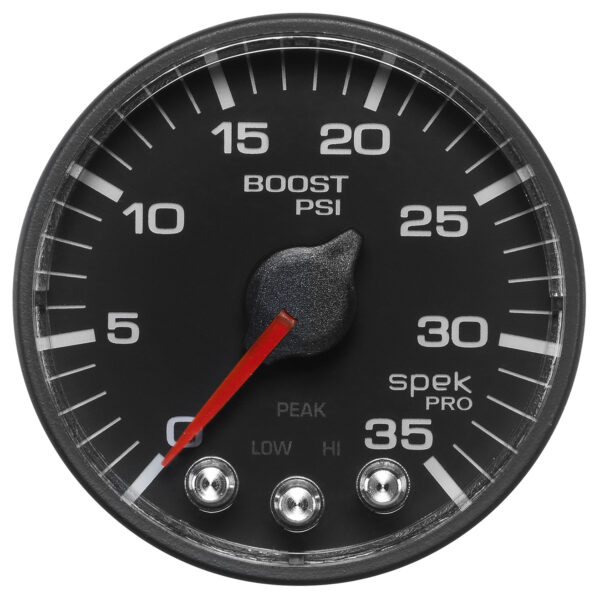 AUTOMETER Boost Gauge 2 1/16", 35PSI, Stepper Motor W/Peak & Warn, Black/Black, Spek-Pro - Image 2