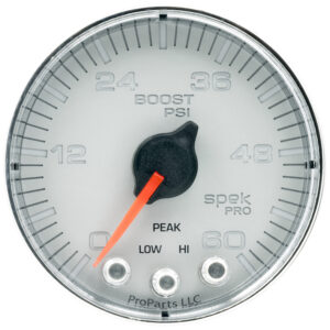 AUTOMETER Boost Gauge 2 1/16", 60PSI, Stepper Motor W/Peak & Warn, Slvr/Chrm, Spek-Pro