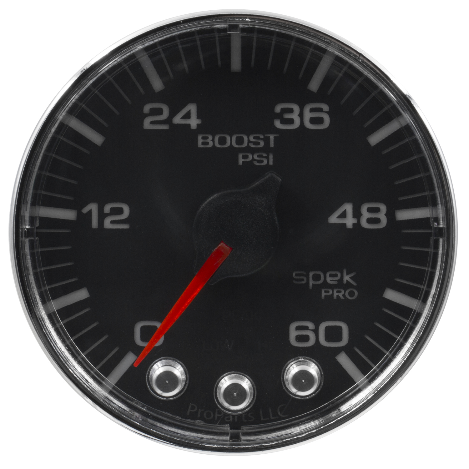 AUTOMETER Boost Gauge 2 1/16", 60PSI, Stepper Motor W/Peak & Warn, Black/Chrm, Spek-Pro - Image 2