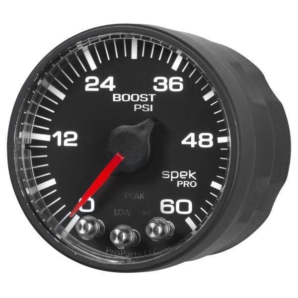AUTOMETER Boost Gauge 2 1/16", 60PSI, Stepper Motor W/Peak & Warn, Black/Black, Spek-Pro - Image 3