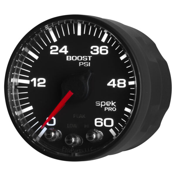 AUTOMETER Boost Gauge 2 1/16", 60PSI, Stepper Motor W/Peak & Warn, Black/Black, Spek-Pro - Image 4