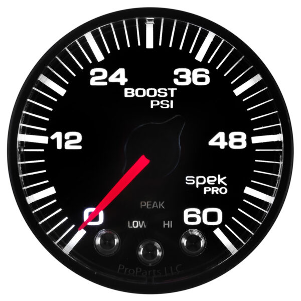 AUTOMETER Boost Gauge 2 1/16", 60PSI, Stepper Motor W/Peak & Warn, Black/Black, Spek-Pro - Image 5