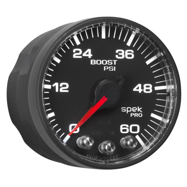 AUTOMETER Boost Gauge 2 1/16", 60PSI, Stepper Motor W/Peak & Warn, Black/Black, Spek-Pro - Image 6