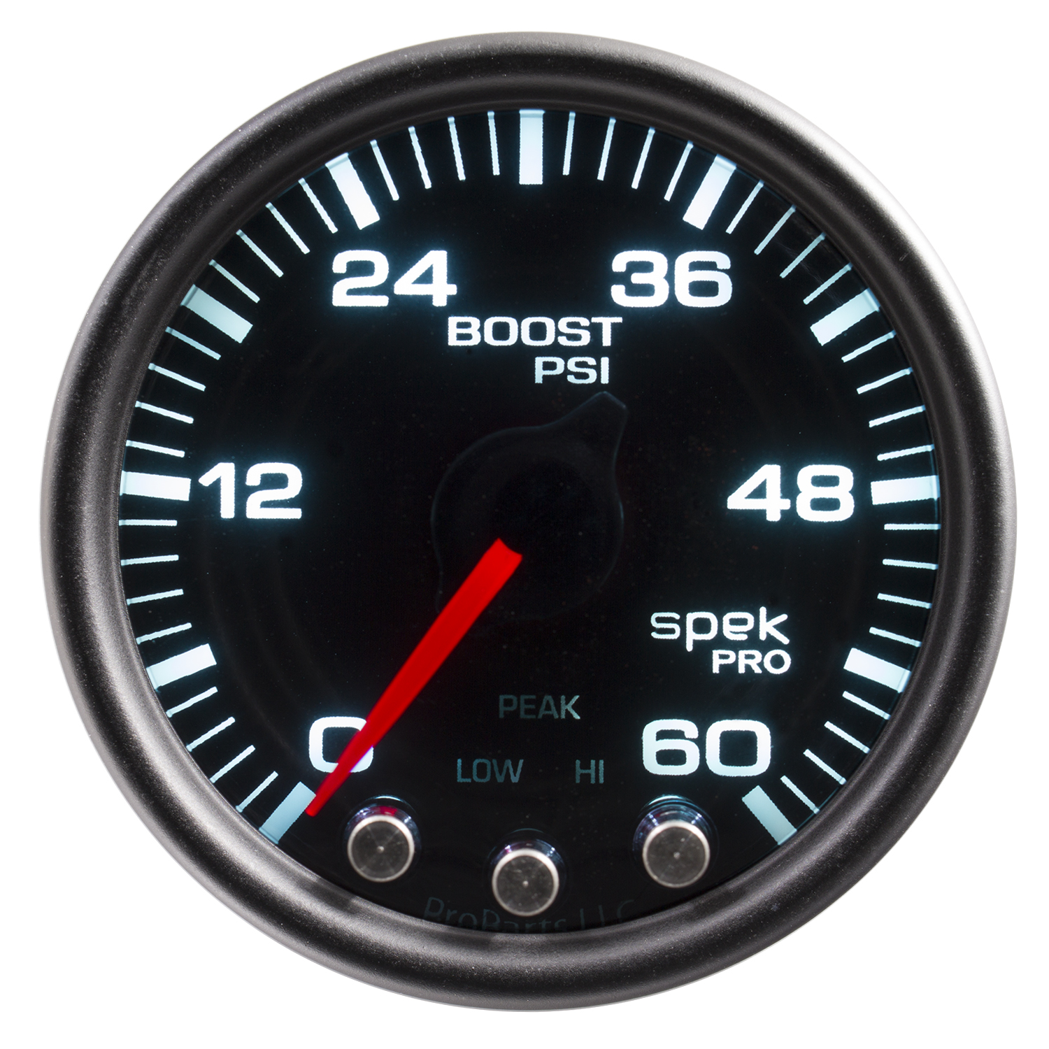 AUTOMETER Boost Gauge 2 1/16", 60PSI, Stepper Motor W/Peak & Warn, Black/Smoke/Black, Spek