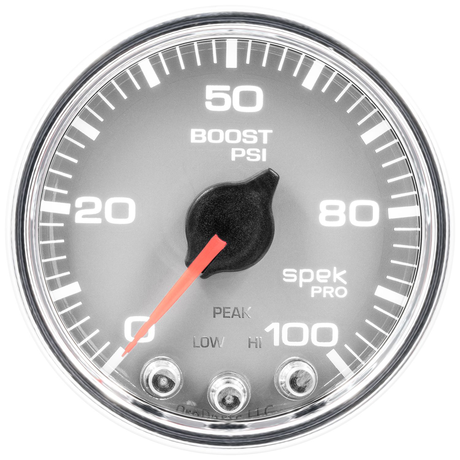 AUTOMETER Boost Gauge 2 1/16", 100PSI, Stepper Motor W/Peak & Warn, Slvr/Chrm, Spek-Pro