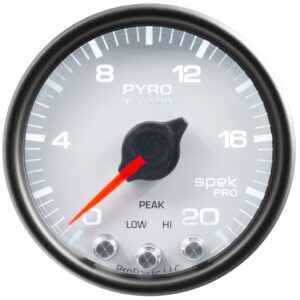 AUTOMETER EGT Pyrometer Gauge 2 1/16", 2000°f, Stepper Motor W/Peak & Warn, Wht/Black, Spek