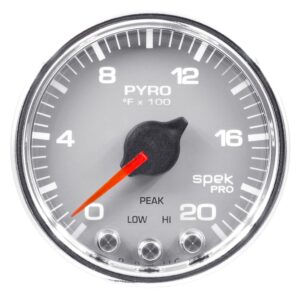 AUTOMETER EGT Pyrometer Gauge 2 1/16", 2000°f, Stepper Motor W/Peak & Wrn, Slvr/Chrm, Spek