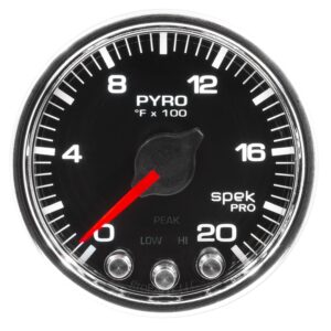 AUTOMETER EGT Pyrometer Gauge 2 1/16", 2000°f, Stepper Motor W/Peak & Warn, Black/Chrm, Spek