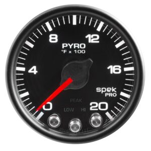 AUTOMETER EGT Pyrometer Gauge 2 1/16", 2000°f, Stepper Motor W/Peak & Warn, Black/Black, Spek