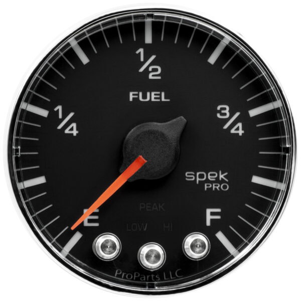 AUTOMETER Fuel Level Gauge 2 1/16", 0-270° Programmable, Black/Chrm, Spek-Pro - Image 2