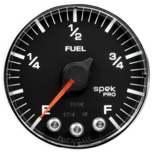 AUTOMETER Fuel Level Gauge 2 1/16", 0-270° Programmable, Black/Chrm, Spek-Pro