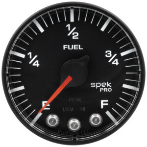 AUTOMETER Fuel Level Gauge 2 1/16", 0-270° Programmable, Black/Black, Spek-Pro