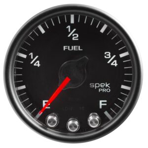 AUTOMETER Fuel Level Gauge 2 1/16", 0-270° Programmable, Black/Black, Spek-Pro
