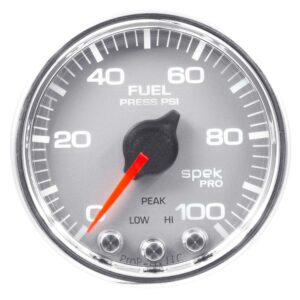 AUTOMETER Fuel Pressure Gauge 2 1/16", 100PSI, Stepper Motor W/Peak & Warn, Slvr/Chrm, Spek