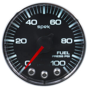 AUTOMETER Fuel Pressure Gauge 2 1/16", 100PSI, Stepper Motor W/Peak & Warn, Black/Chrm, Spek