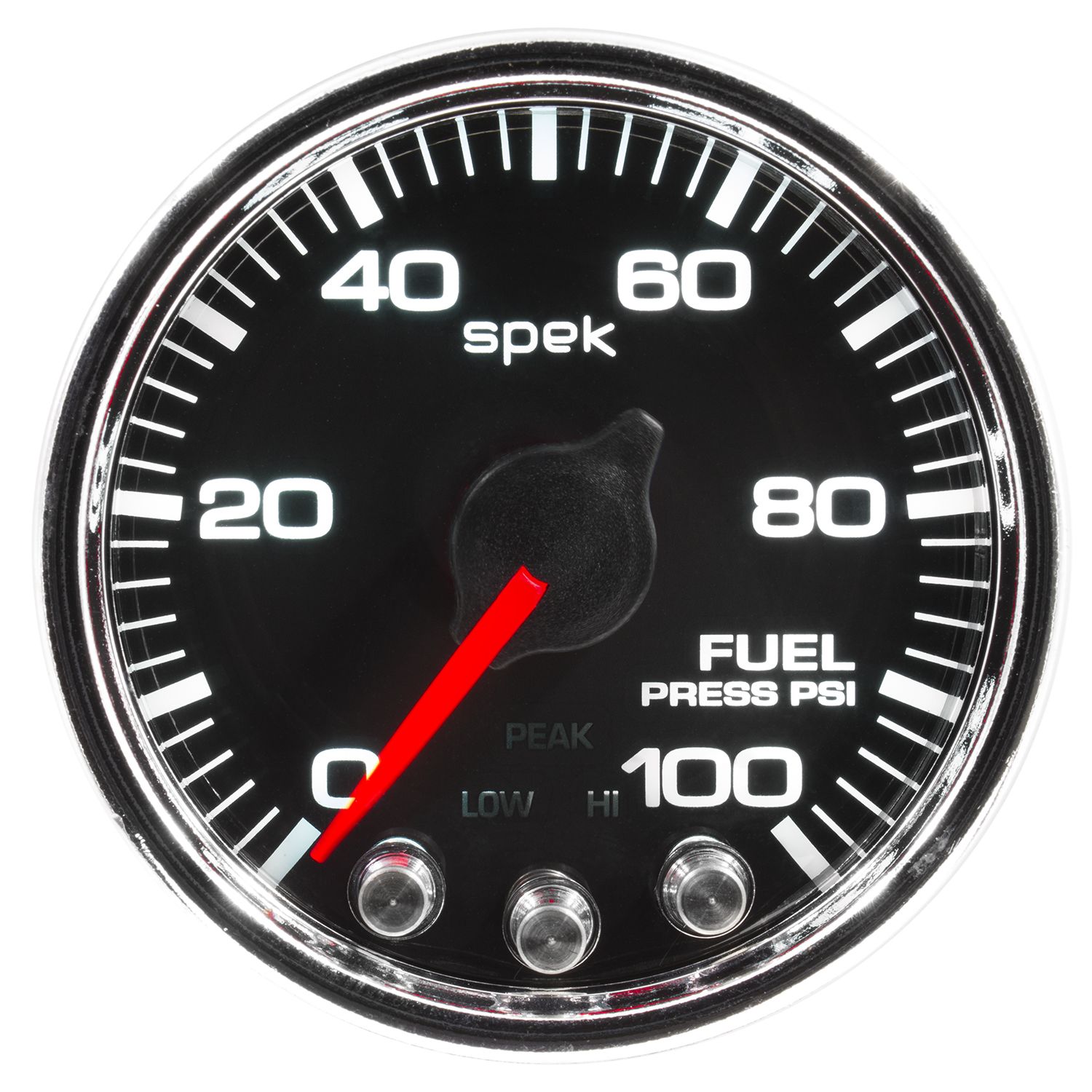AUTOMETER Fuel Pressure Gauge 2 1/16", 100PSI, Stepper Motor W/Peak & Warn, Black/Chrm, Spek