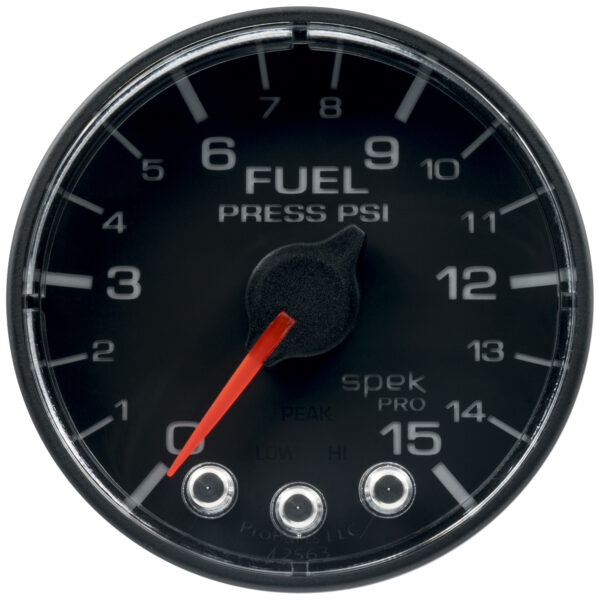 AUTOMETER Fuel Pressure Gauge 2 1/16", 15PSI, Stepper Motor W/Peak & Warn, Black/Black, Spek - Image 2