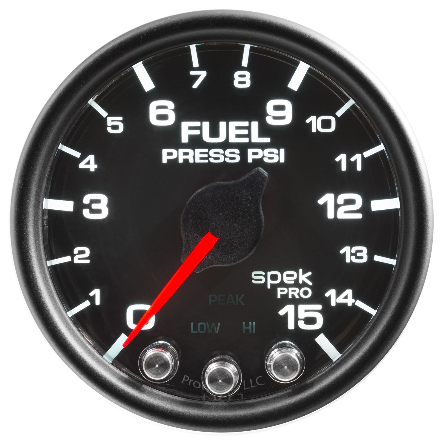 AUTOMETER Fuel Pressure Gauge 2 1/16", 15PSI, Stepper Motor W/Peak & Warn, Black/Black, Spek